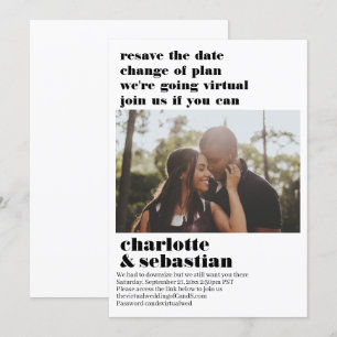 Save The Date Changement de plan Mariage virtuel Enregistrer la