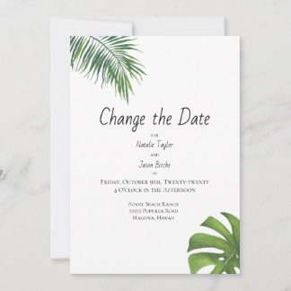 Save The Date Changer la date Aquarelle feuille tropicale