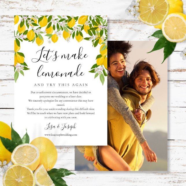 Save The Date Changer la date reportée annulée Citrons Photo (Change the Date Postponed Cancelled Lemons Photo Save The Date)