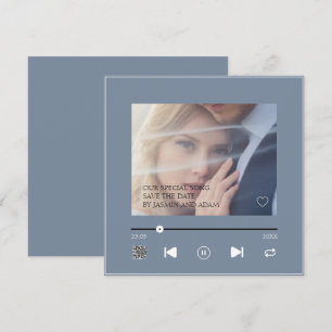 Save The Date Chanson de Mariage Élégante Bleu Poussiéreux QR