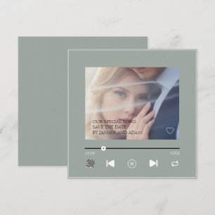 Save The Date Chanson de mariage unique QR Sage Green pour coupl