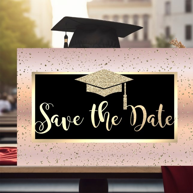 Save The Date Chapeau de remise des diplômes, Rose Gold Graduati (Créateur téléchargé)