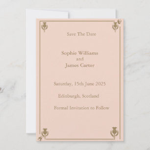 Save The Date Chardon Écossais Rose Pâle Vert Sauge Botanique S