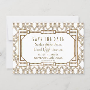 Save The Date Charm Gold Black Great Gatsby 1920 Enregistrer la