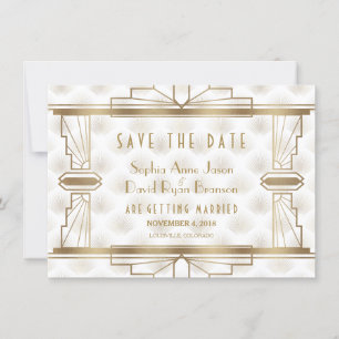 Save The Date Charm Gold Great Gatsby Art Déco Enregistrer La Da