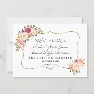 Save The Date Charm Or Blush Rose Floral Enregistrer La Date