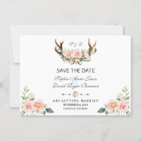 Charm Rose Blush Floral Antlers Enregistrer La Dat