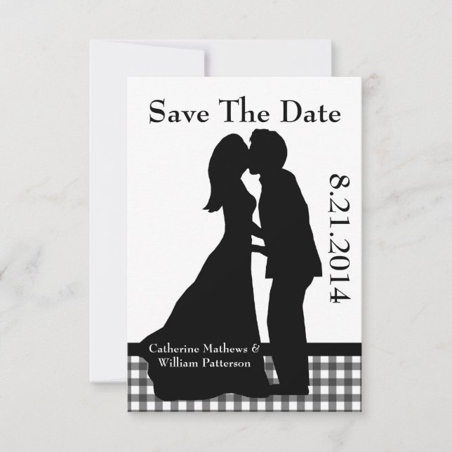 Save The Date Charmant Couple Silhouette Enregistrer La Date (Devant)