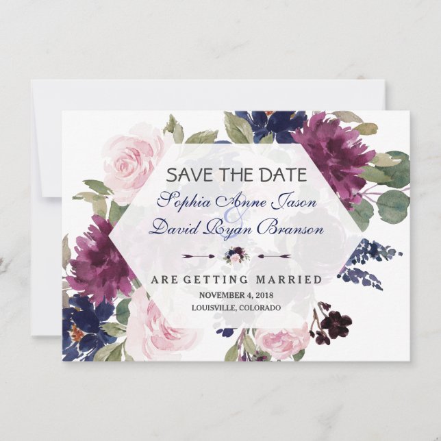 Save The Date Charme Lavande Fleurs Violettes Florales Éveil Enr (Devant)