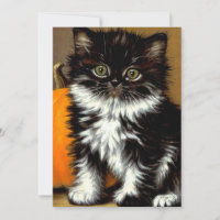 Chat de Halloween noir et blanc vintage