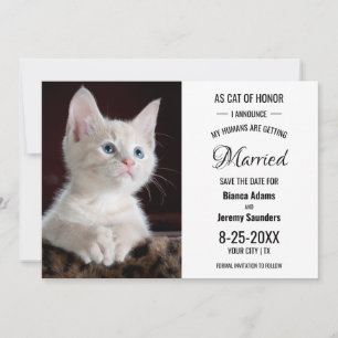 Save The Date Chat d'honneur Animaux de compagnie Photo Mariage