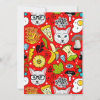 Chat et oeuf sur le rouge