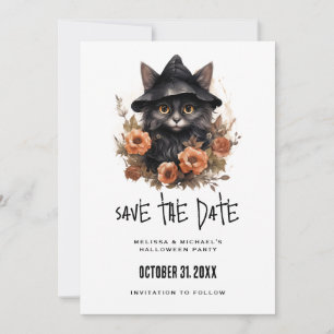 Save The Date Chat noir dans l'Halloween Casquette d'une sorcièr