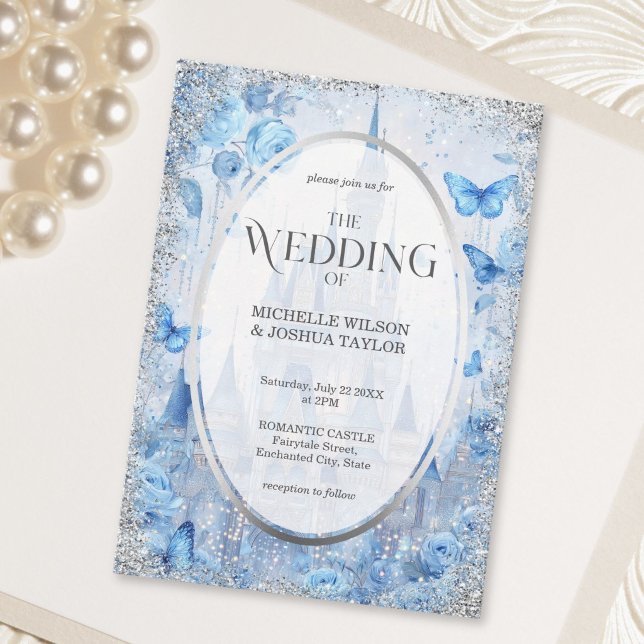 Save The Date Château de conte de fées en bois enchanté papillon (Enchanted Woods Fairytale Castle Floral Butterflies Save The Date)