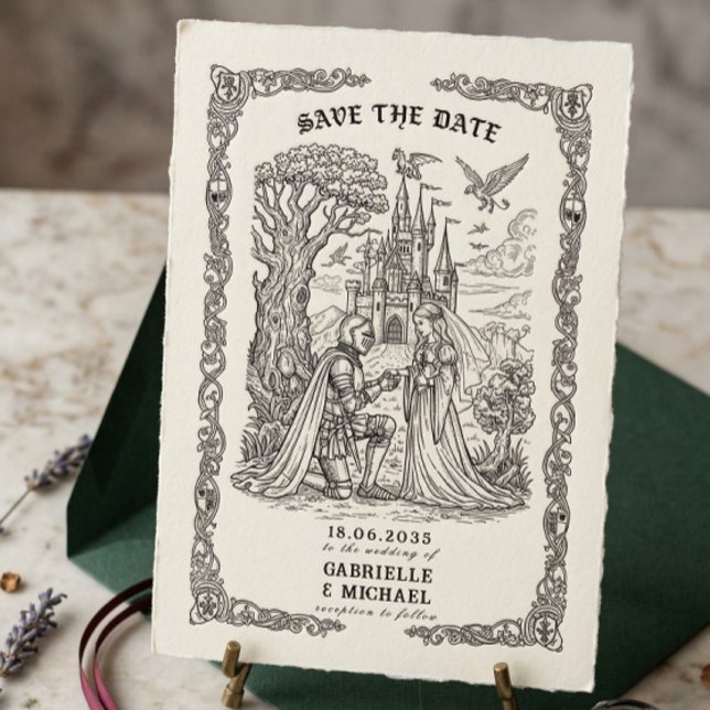 Save The Date Château de Mariage Gothique de la Mariée Chevalier (Créateur téléchargé)