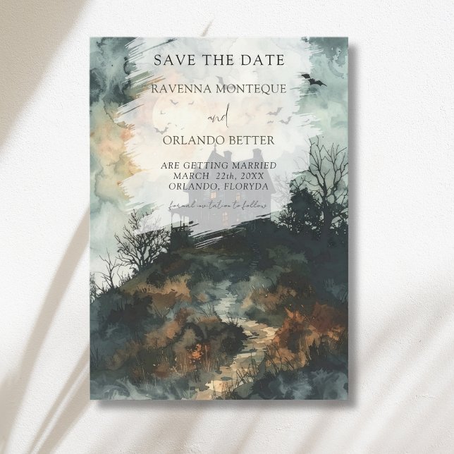 Save The Date Château Mariage Lune Gothique Noir Épouvantable (Créateur téléchargé)