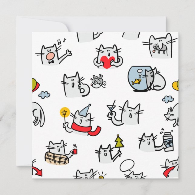 Save The Date Chats amusants, lait et magie. (Devant)