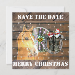 Save The Date Chaussure de Noël Wagon Roue Boots de cow-boy Hors