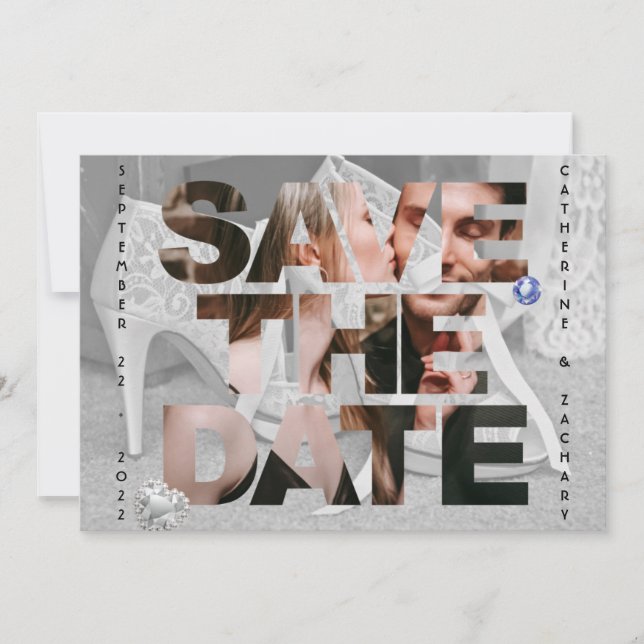 Save The Date Chaussure nuptiale Classy Diamond Heart Sapphire M (Devant)