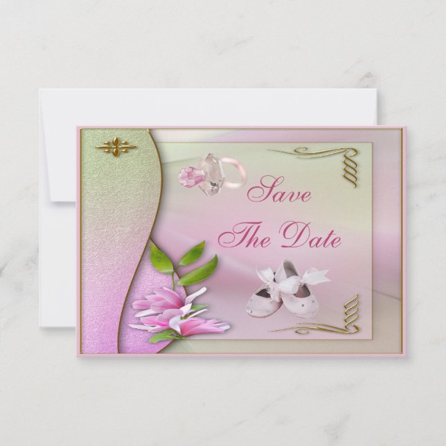 Save The Date Chaussures, Pacifier & Magnolia Enregistrer La Dat (Devant)