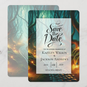 Save The Date Chemin de Lanternes de la Forêt Tordue pour Mariag