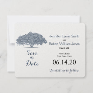 Save The Date Chêne Mossy en mariage bleu Enregistrer la date