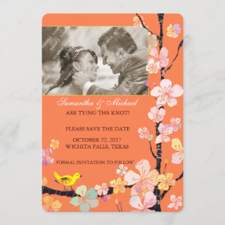 Save The Date Cherry Blossom & Bird : Photo Enregistrer la date