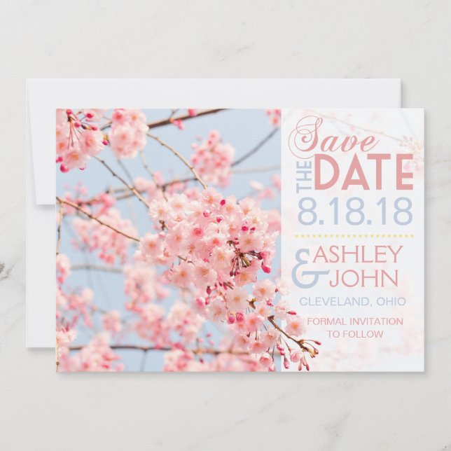 Save The Date Cherry Blossom Enregistrer la date (Devant)