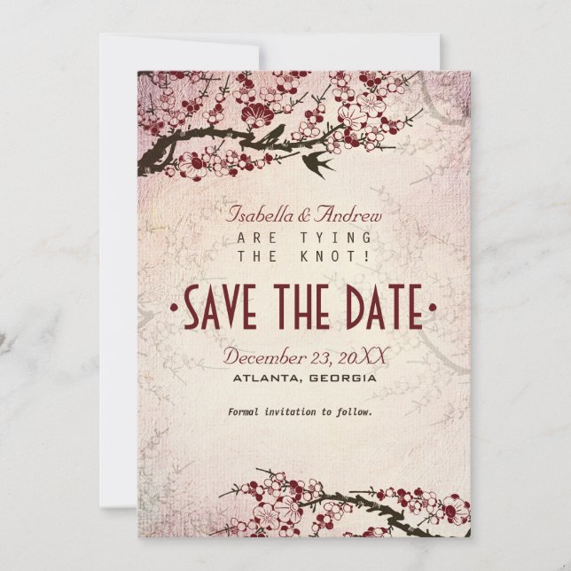 Save The Date Cherry Blossom et Inséparables Enregistrer la date (Devant)