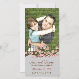 Save The Date Cherry Blossom Pink Silver Enregistrer la date Pho