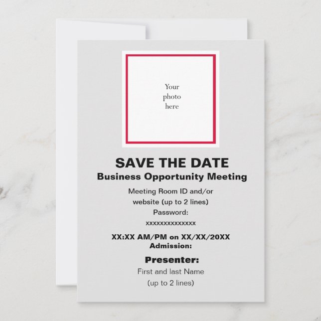 Save The Date Cherry et Lt. Grey Virtual Bus. Opp. Mtng. (Devant)