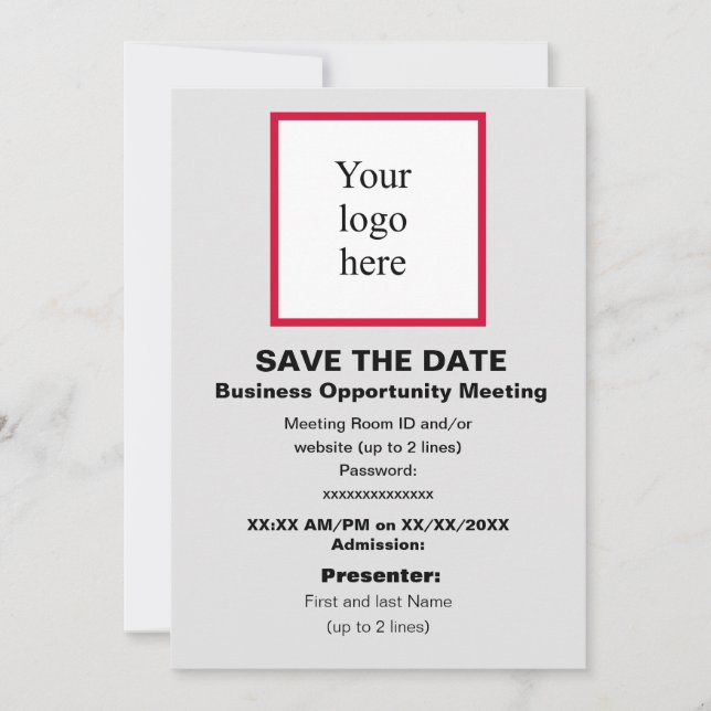 Save The Date Cherry/Wht./Lt. Grey Virtual Bus. Opp. Mtg. Logo (Devant)