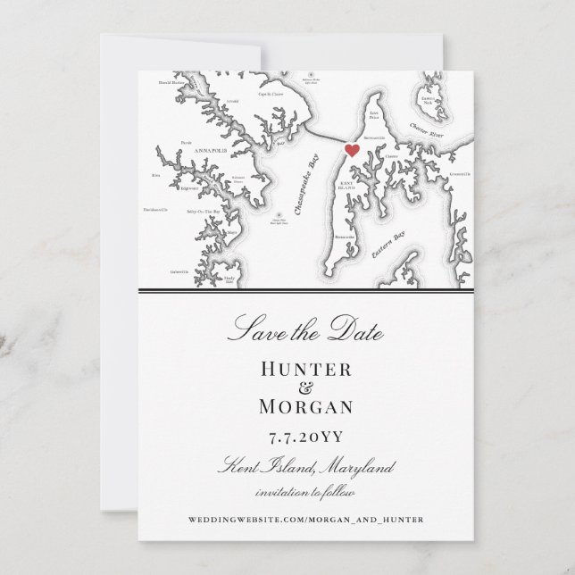 Save The Date Chesapeake Bay Beach Club Élégant noir blanc (Devant)