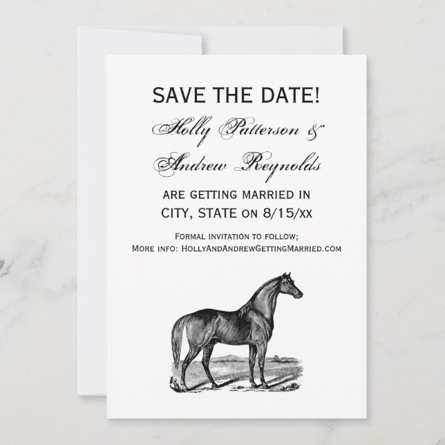 Save The Date Cheval debout vintage (Devant)