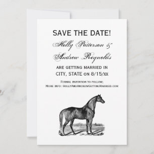 Save The Date Cheval vintage debout