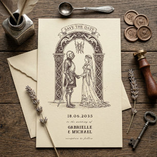 Save The Date Chevalier gothique médiéval Mariage au sépia