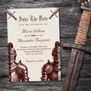Save The Date Chevaliers mariage médiéval vintage
