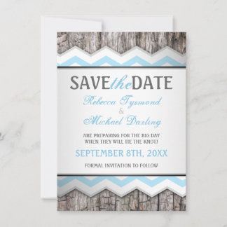 Save The Date Chevron & Wood Rustic Enregistrer la date Annonces