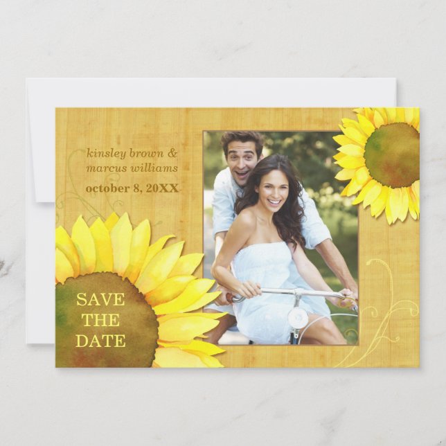 Save The Date Chic Autumn Sunflower Mariage Photo Enregistrer la (Devant)