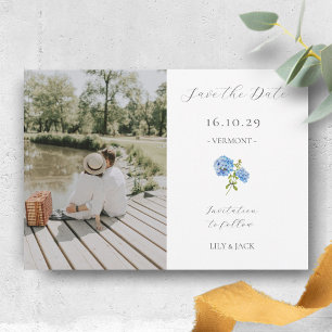 Save The Date Chic blanc Couple photo Floral Hydrangea
