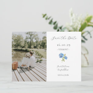 Save The Date Chic blanc Couple photo Floral Hydrangea