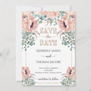 Save The Date Chic Blush Floral Mariage