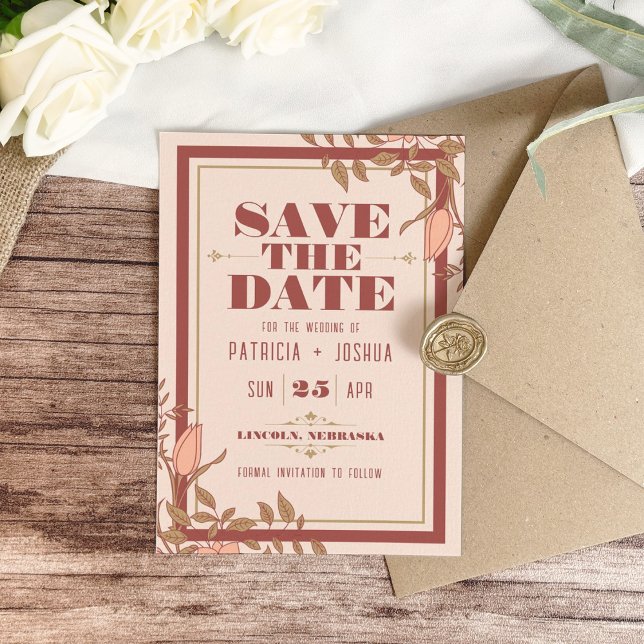 Save The Date Chic Boho Blush Beige Wedding Enregistrer la date (Créateur téléchargé)