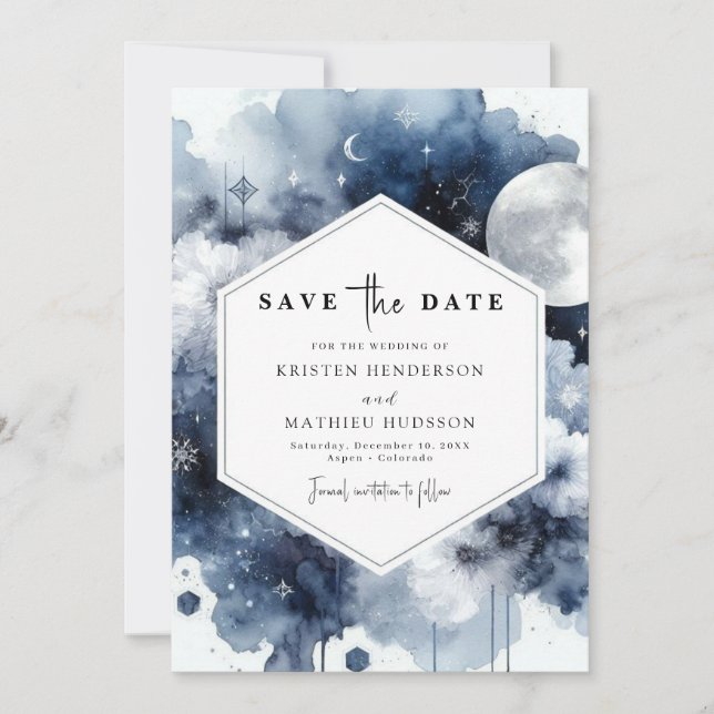 Save The Date Chic Boho Moonlit Mariage (Devant)