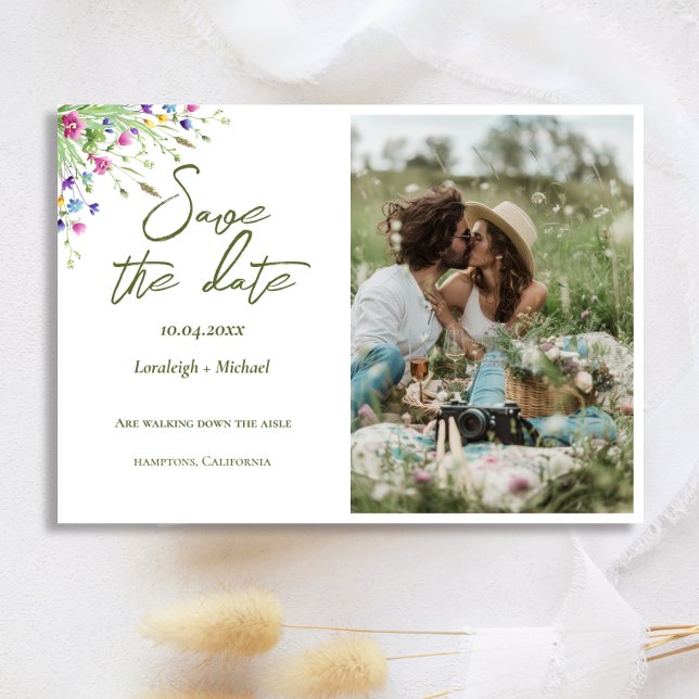 Save The Date Chic boho Photo fleurs sauvages mariage Enregistre (Créateur téléchargé)