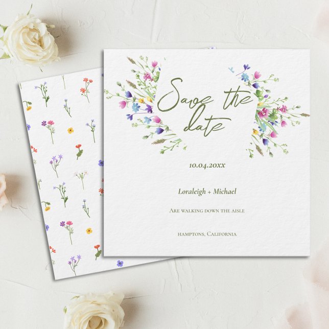 Save The Date Chic boho simple Mariage fleur sauvage (Créateur téléchargé)