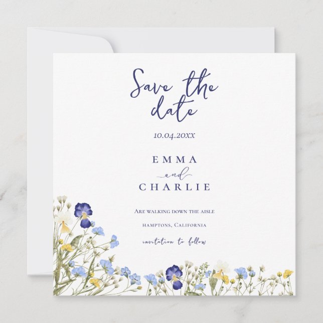 Save The Date Chic boho simple mariage fleur sauvage Enregistrer (Devant)