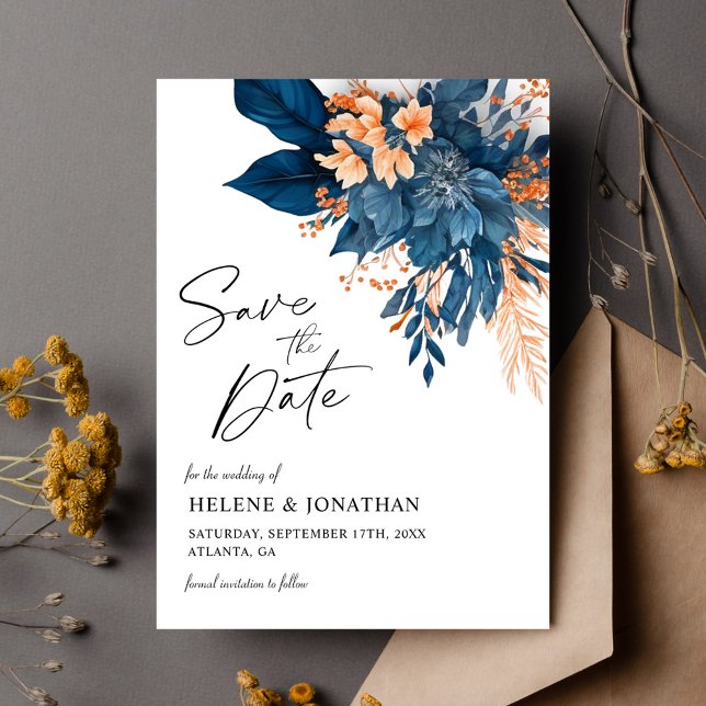 Save The Date Chic Botanique Floral Moderne Mariage élégant (Chic Botanical Floral Modern Elegant Wedding Save The Date)