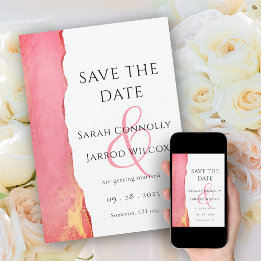 Save The Date Chic Coral Rose Mariage Appartement Enregistrer La