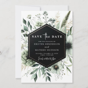 Save The Date Chic Earthy Aquarelle Sage Mariage vert